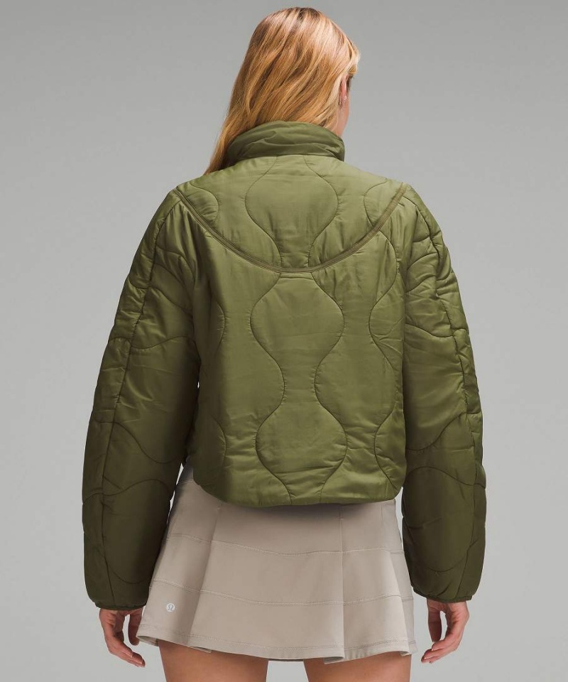 Chaquetas Lululemon Acolchado Light Insulation Cropped Mujer Verde Chile | 572EOJAHZ