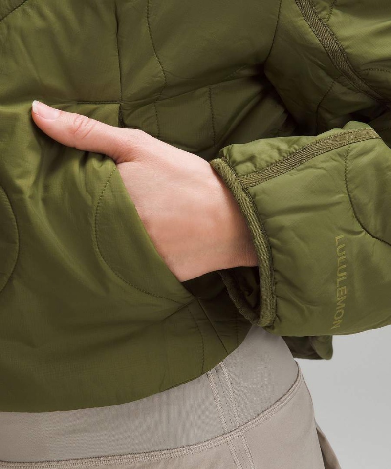 Chaquetas Lululemon Acolchado Light Insulation Cropped Mujer Verde Chile | 572EOJAHZ