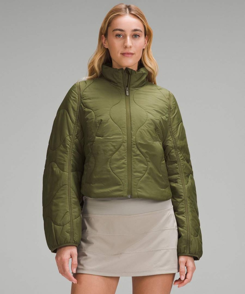 Chaquetas Lululemon Acolchado Light Insulation Cropped Mujer Verde Chile | 572EOJAHZ