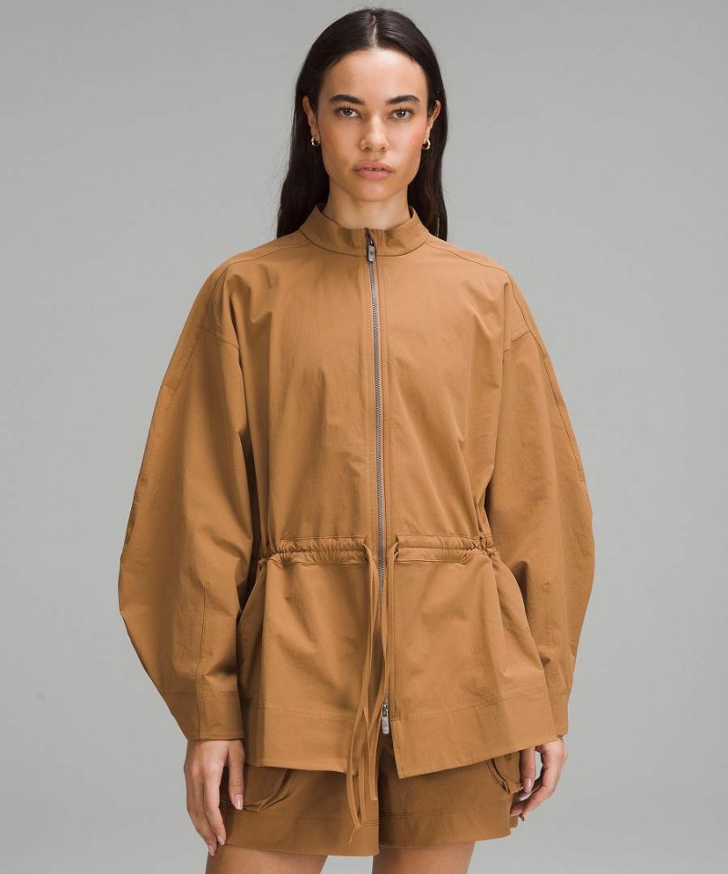 Chaquetas Lululemon Cinch-Cintura Stretch Shirt Mujer Beige Chile | 268XEUQYH