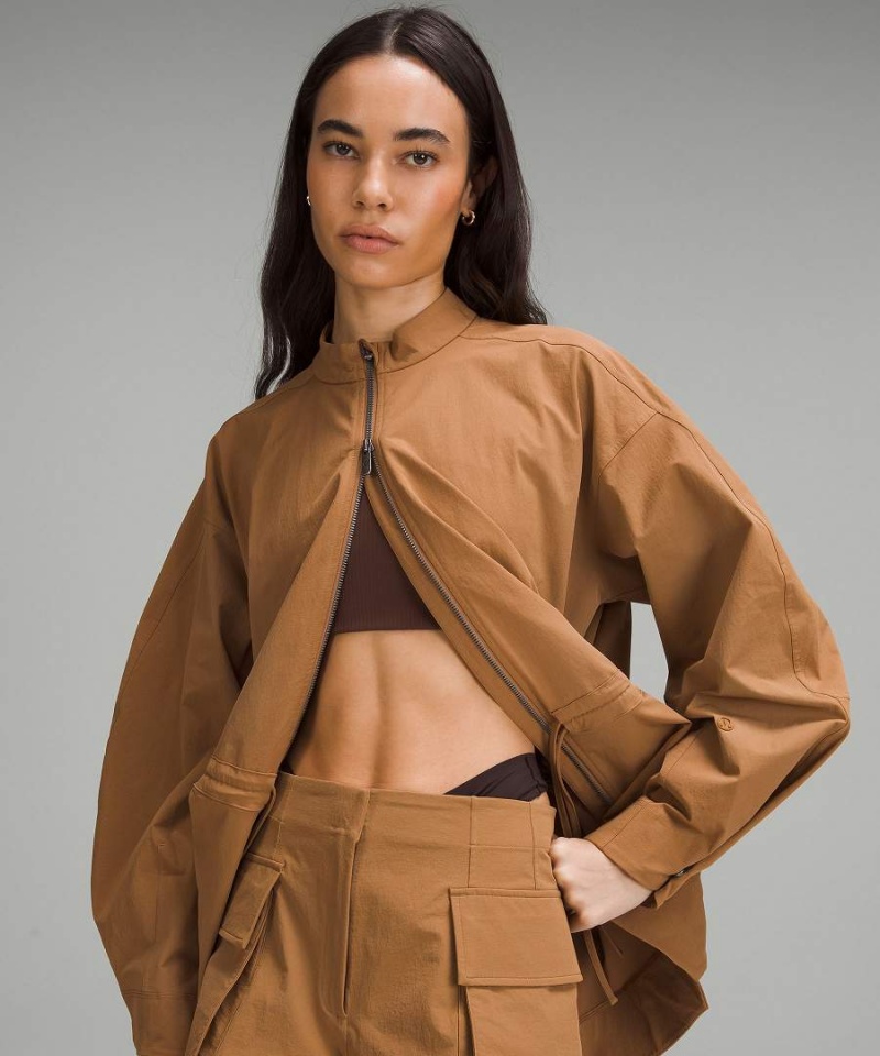 Chaquetas Lululemon Cinch-Cintura Stretch Shirt Mujer Beige Chile | 268XEUQYH