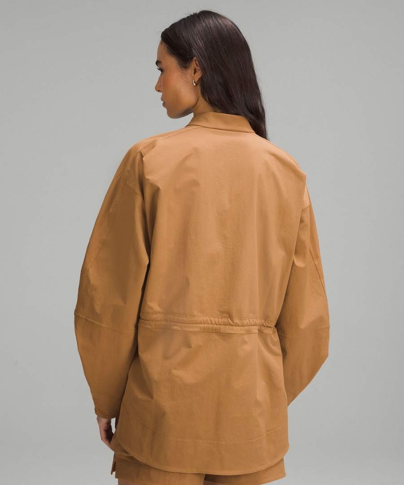 Chaquetas Lululemon Cinch-Cintura Stretch Shirt Mujer Beige Chile | 268XEUQYH