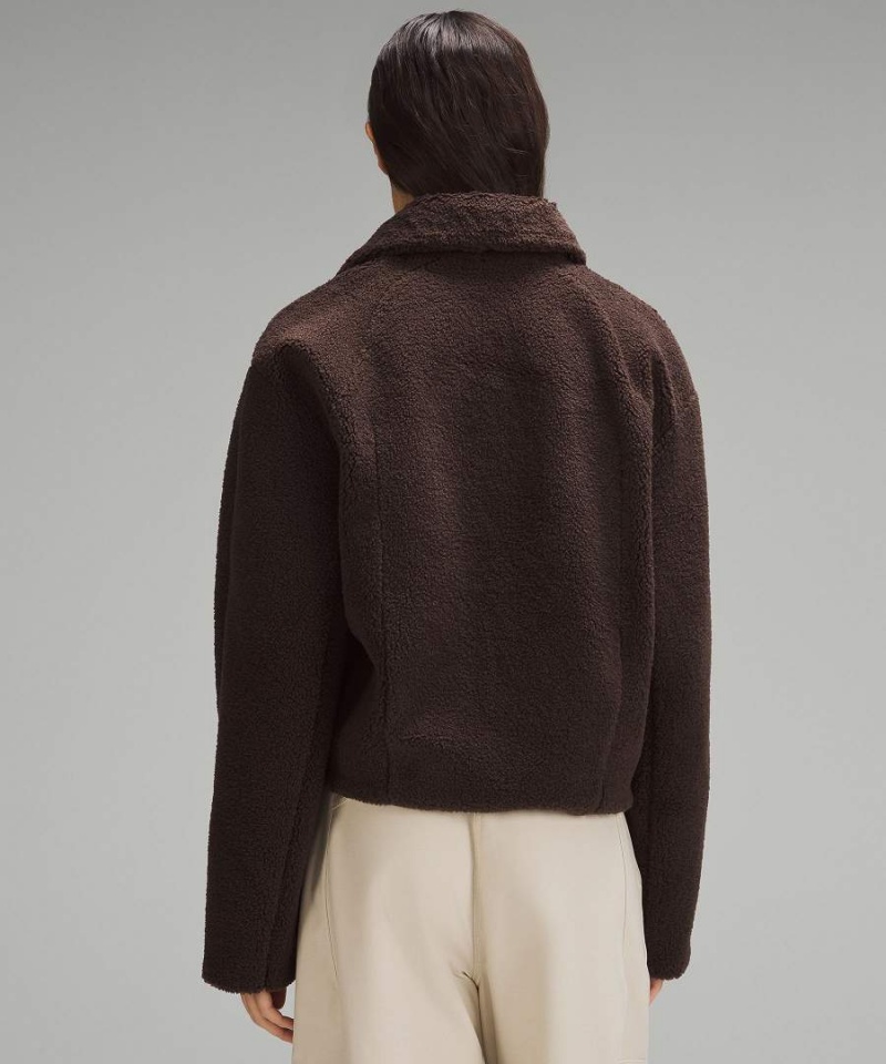 Chaquetas Lululemon Textured Fleece Collared Mujer Chocolate Chile | 235LSIHOA