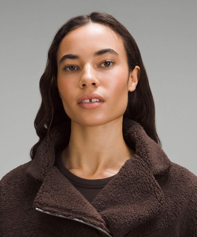 Chaquetas Lululemon Textured Fleece Collared Mujer Chocolate Chile | 235LSIHOA