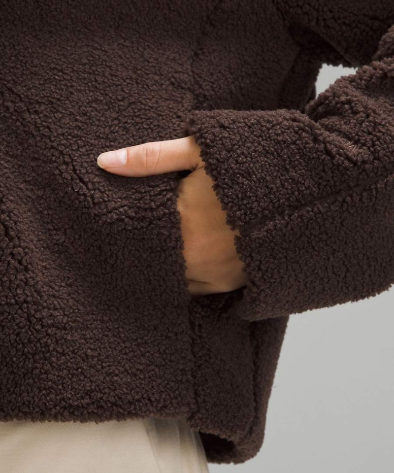 Chaquetas Lululemon Textured Fleece Collared Mujer Chocolate Chile | 235LSIHOA