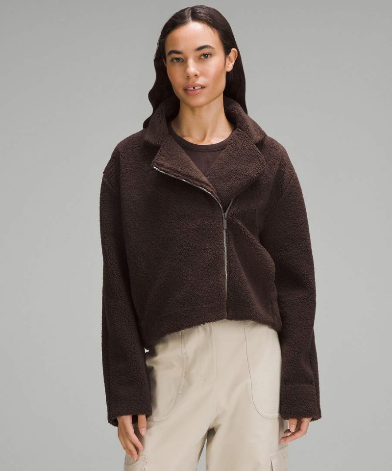 Chaquetas Lululemon Textured Fleece Collared Mujer Chocolate Chile | 235LSIHOA