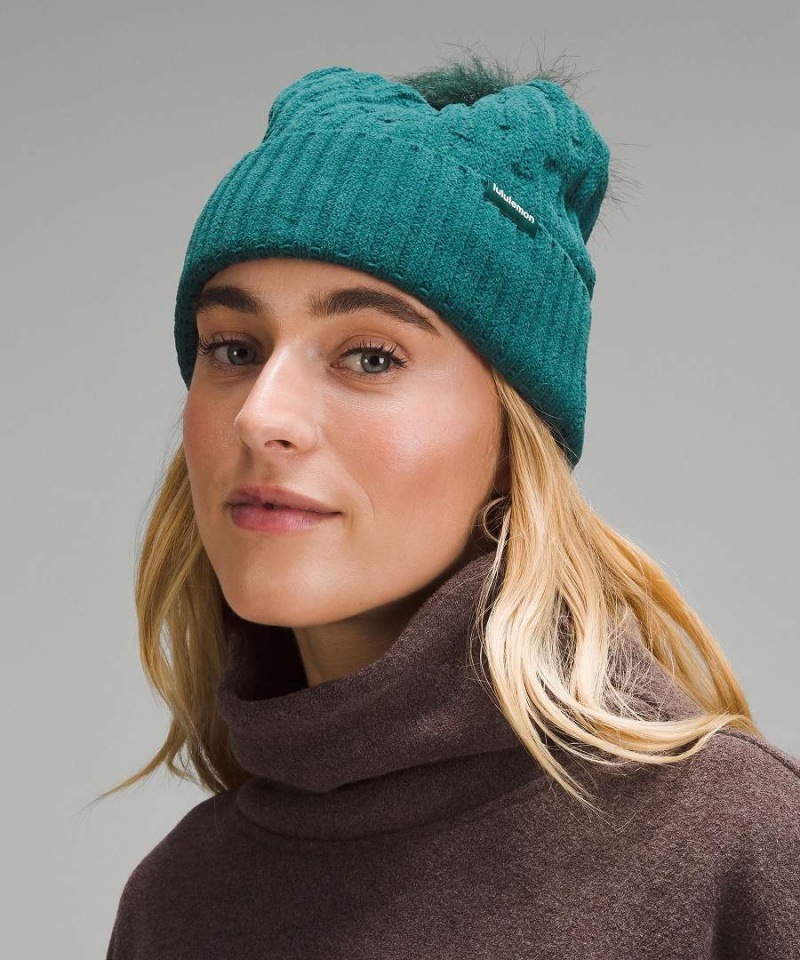 Gorro Lululemon Cable Knit Pom Mujer Turquesa Chile | 825MWSHDG