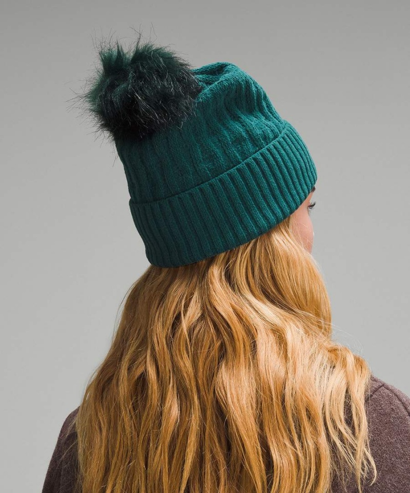 Gorro Lululemon Cable Knit Pom Mujer Turquesa Chile | 825MWSHDG