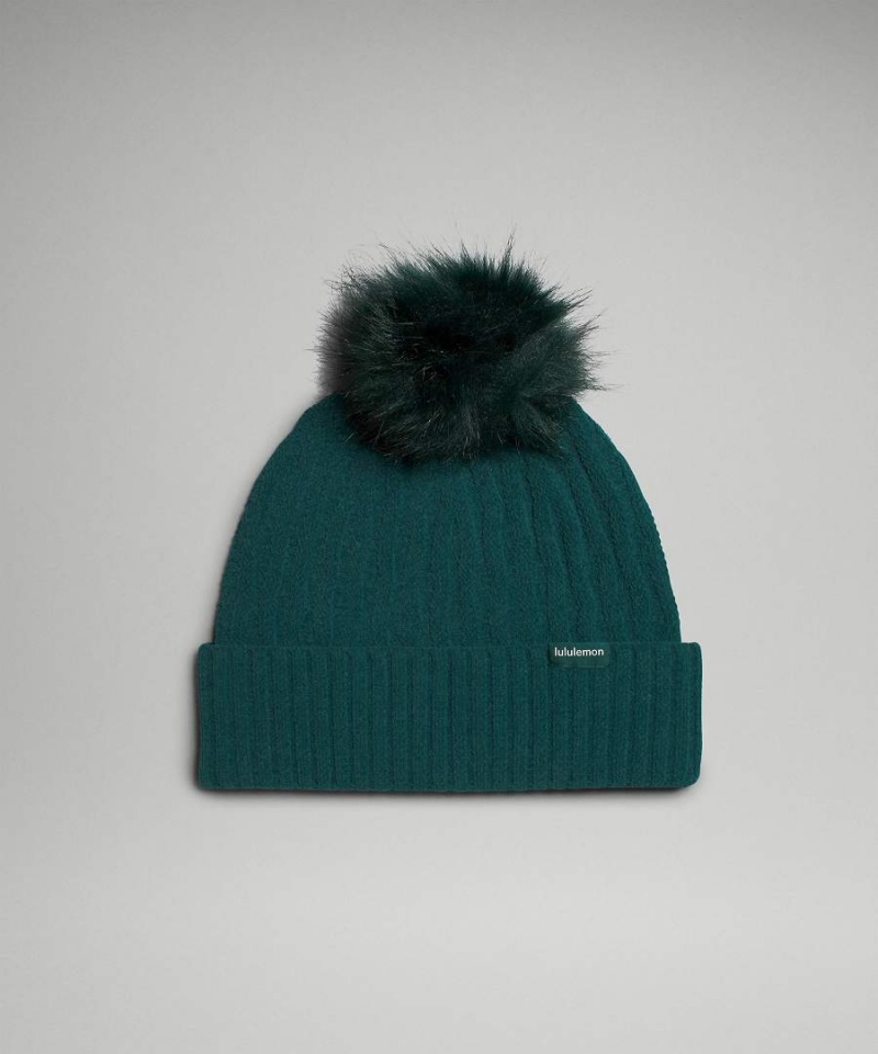 Gorro Lululemon Cable Knit Pom Mujer Turquesa Chile | 825MWSHDG