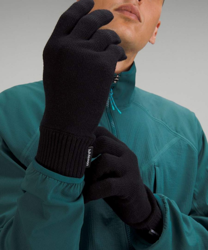 Guantes Lululemon Cold Pursuit Knit Hombre Negras Chile | 057VSUCPB