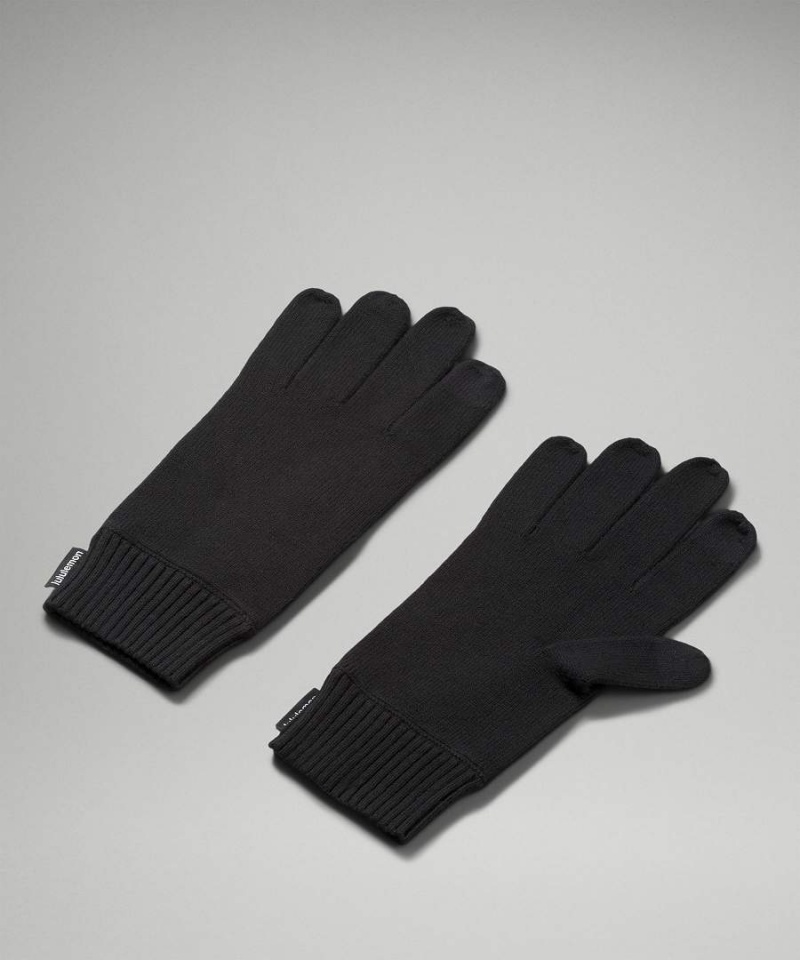 Guantes Lululemon Cold Pursuit Knit Hombre Negras Chile | 057VSUCPB
