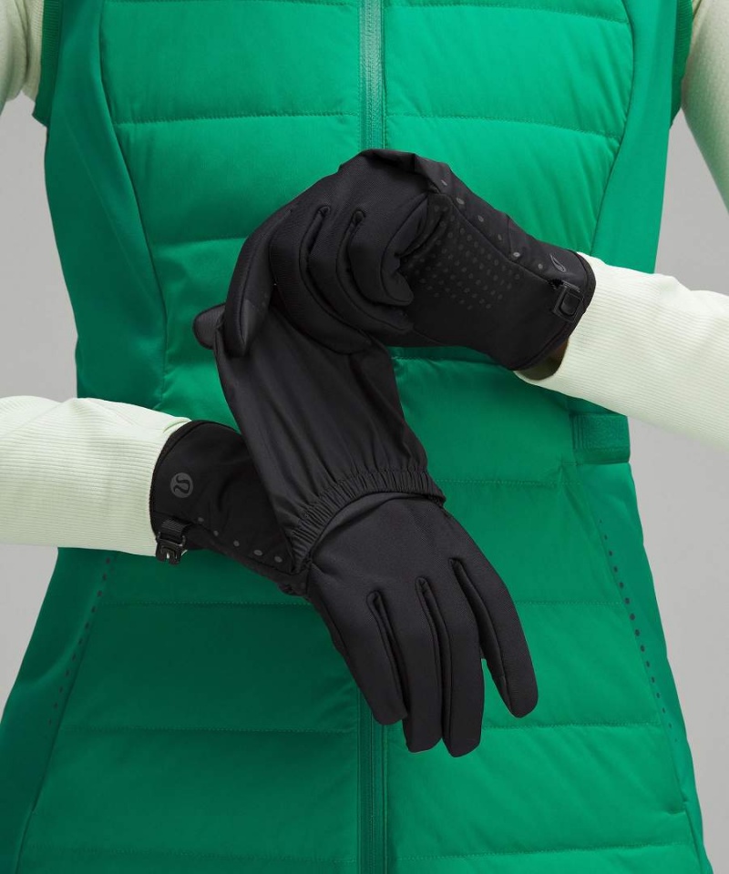 Guantes Lululemon Fast and Free Encapuchado Correr Mujer Negras Chile | 026BHIFZY