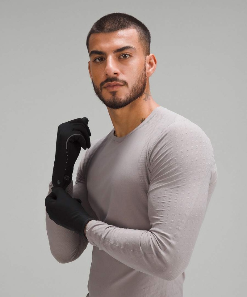 Guantes Lululemon Fast and Free Fleece Correr Hombre Negras Chile | 694SLPFWK