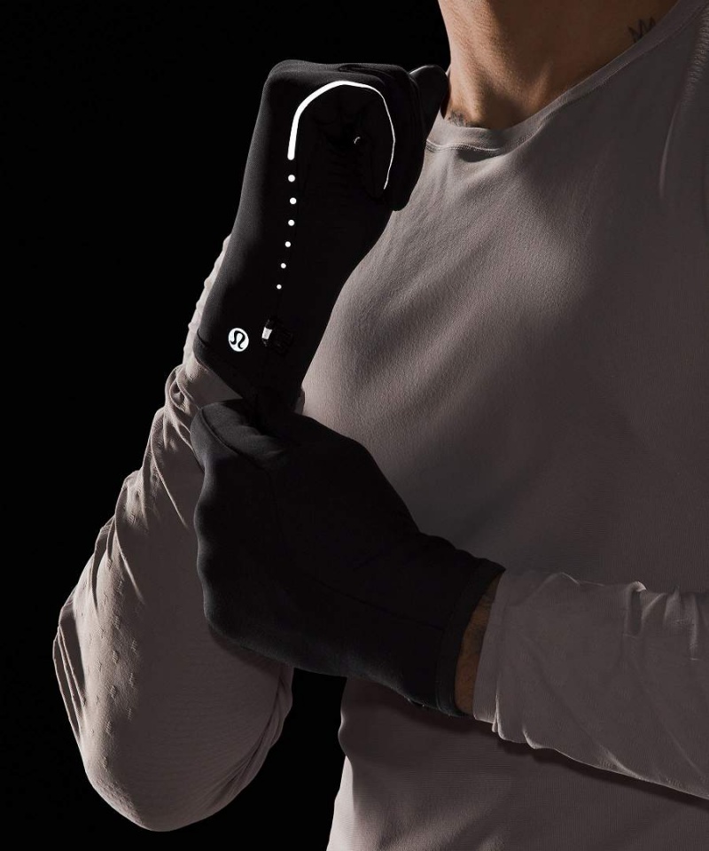 Guantes Lululemon Fast and Free Fleece Correr Hombre Negras Chile | 694SLPFWK
