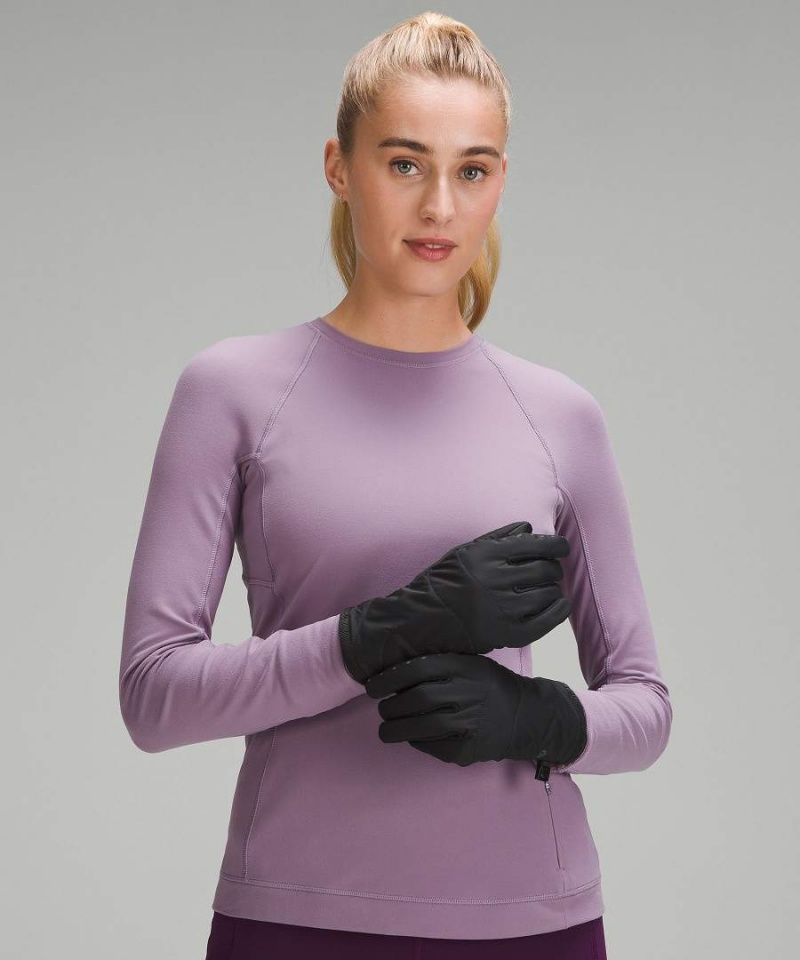 Guantes Lululemon Fast and Free Forro Correr Mujer Negras Chile | 681CBAGNO