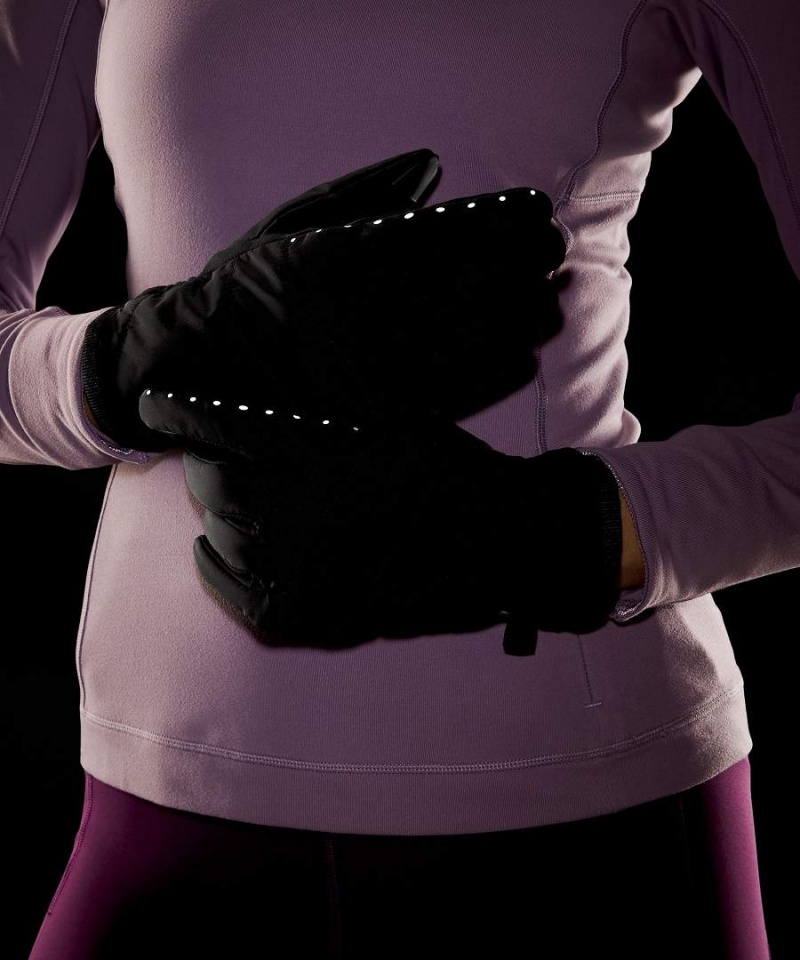 Guantes Lululemon Fast and Free Forro Correr Mujer Negras Chile | 681CBAGNO