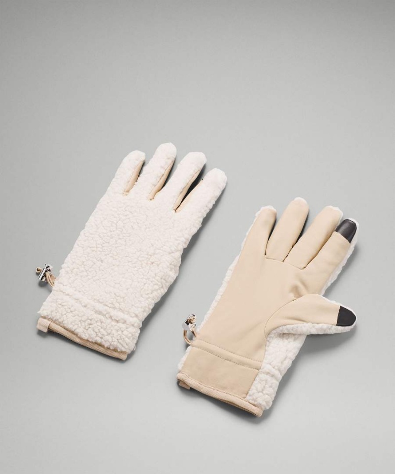 Guantes Lululemon Textured Fleece Mujer Beige Blancas Chile | 675OTGXHK