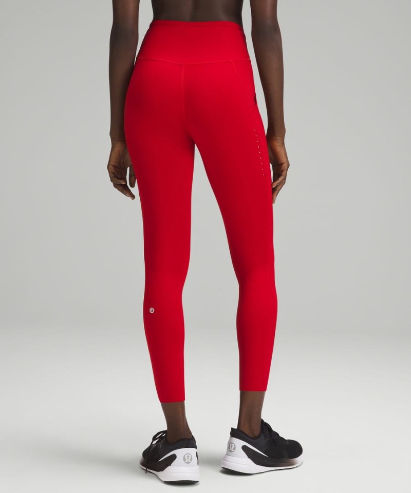 Leggins Lululemon Fast and Free High-Rise 25” Pockets Updated Mujer Rojas Oscuro Chile | 935FBRSGP