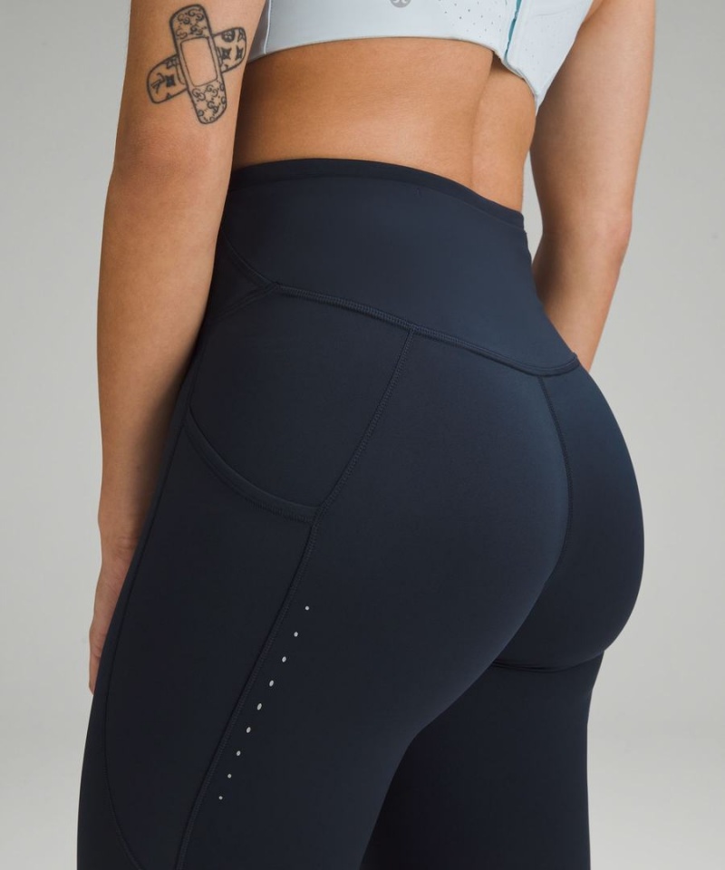 Leggins Lululemon Fast and Free High-Rise 28” Pockets Updated Mujer Azul Marino Chile | 510IWYABV