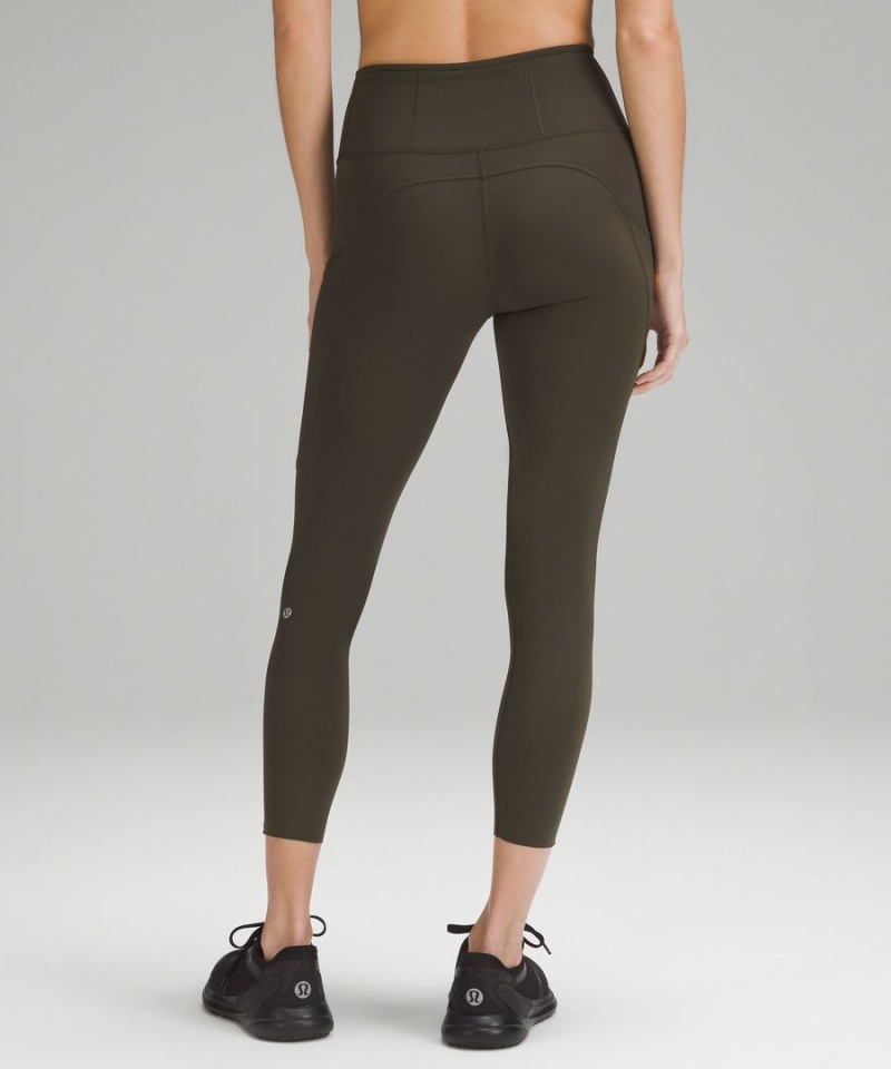 Leggins Lululemon Fast and Free High-Rise 25” Mujer Verde Oliva Oscuro Chile | 731YGRZOJ