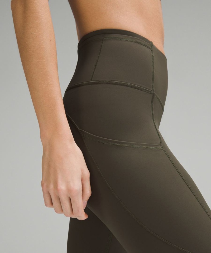 Leggins Lululemon Fast and Free High-Rise 25” Mujer Verde Oliva Oscuro Chile | 731YGRZOJ