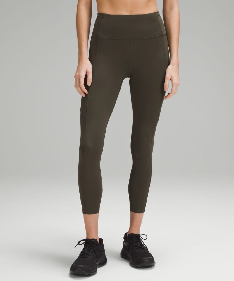 Leggins Lululemon Fast and Free High-Rise 25” Mujer Verde Oliva Oscuro Chile | 731YGRZOJ