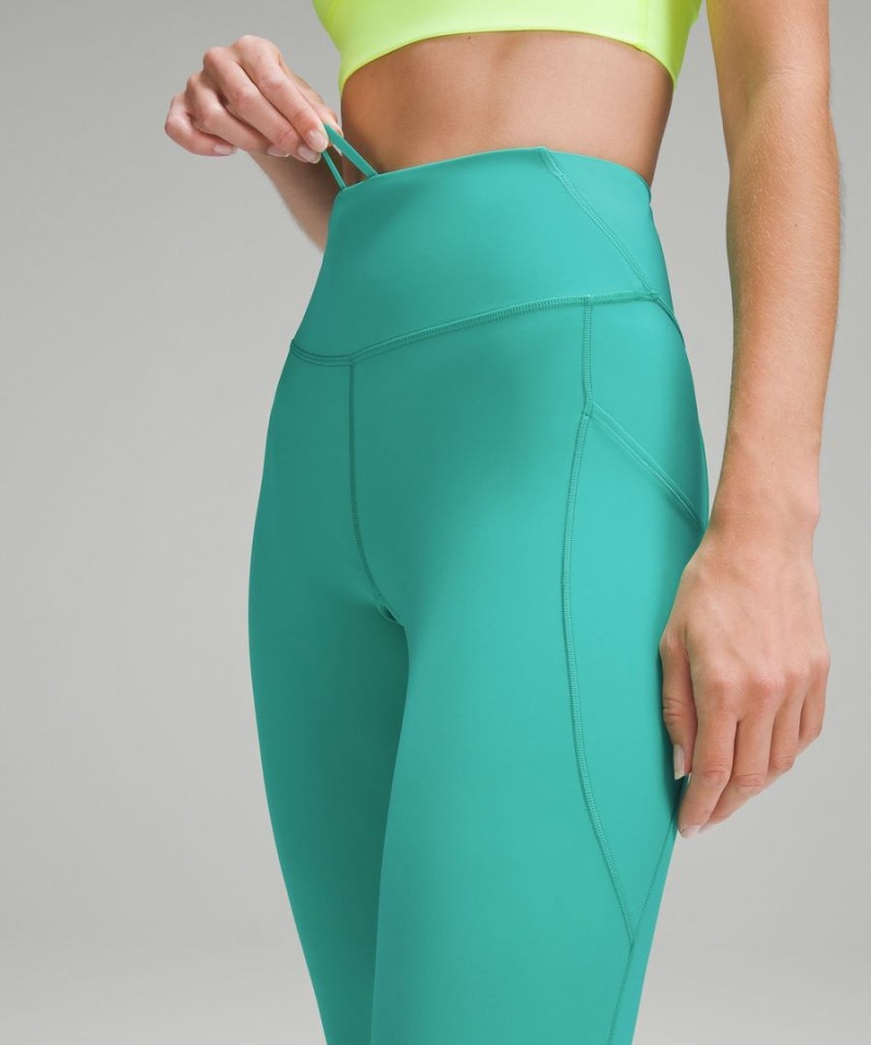 Leggins Lululemon Fast and Free High-Rise 25” Pockets Updated Mujer Verde Chile | 317YXBMVE