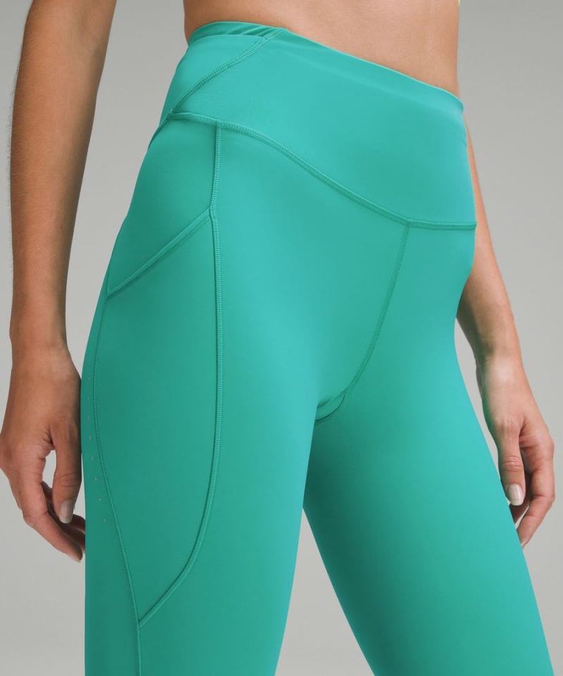 Leggins Lululemon Fast and Free High-Rise 25” Pockets Updated Mujer Verde Chile | 317YXBMVE