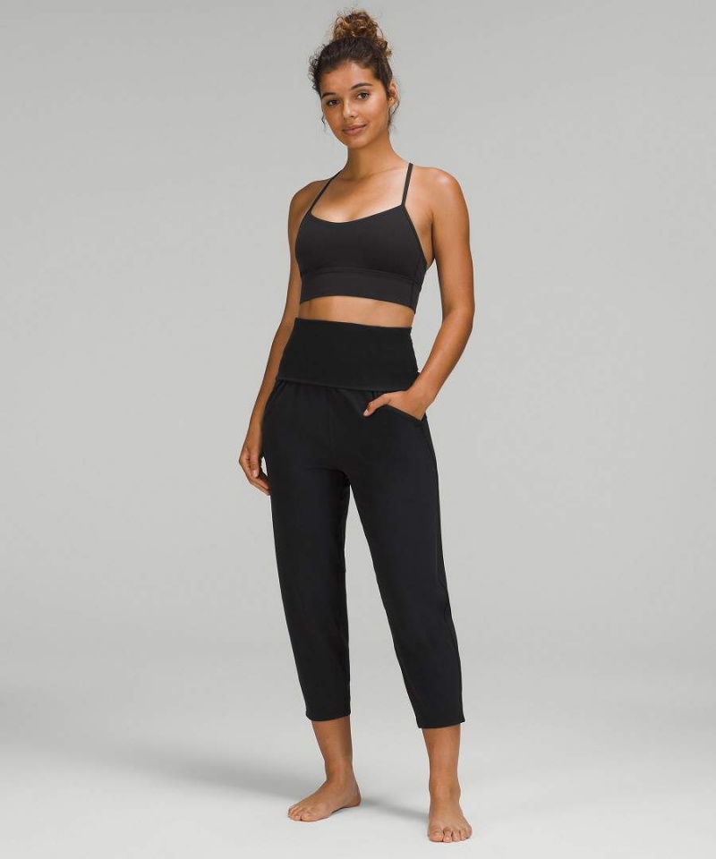 Pantalon Jogger Lululemon Align™ Acanalado-Cintura Cropped Mujer Negras Chile | 385CUFAJD
