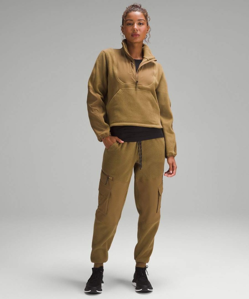 Pantalon Jogger Lululemon Fleece + Ripstop Cargo High-Rise Full Length Senderismo Mujer Kaki Chile | 315FXWATM