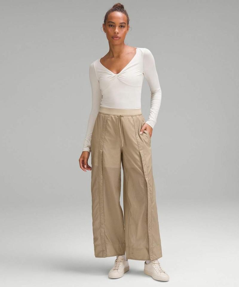 Pantalon Lululemon Ligeros Woven Snap-Leg Super-High-Rise Mujer Kaki Chile | 374CQZMJB
