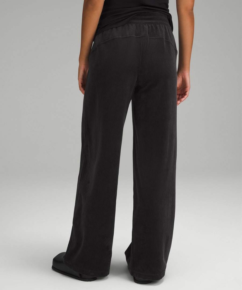Pantalon Lululemon Scuba Mid-Rise Anchos-Leg Velvet Cord Mujer Negras Chile | 437AFETHN