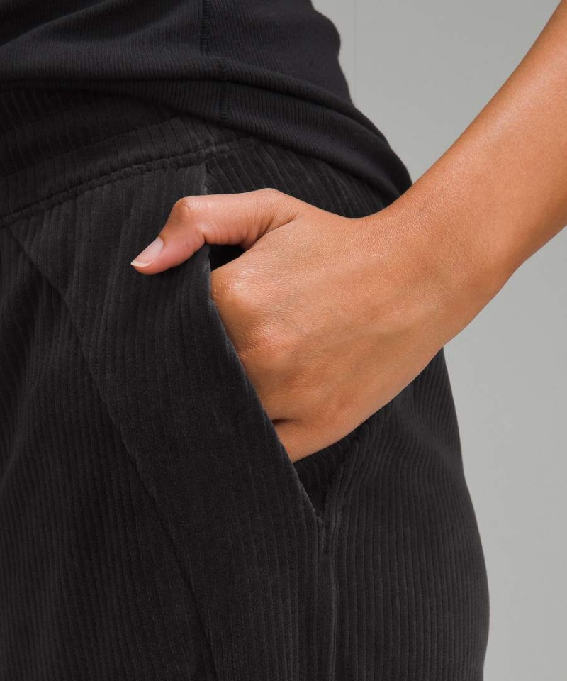 Pantalon Lululemon Scuba Mid-Rise Anchos-Leg Velvet Cord Mujer Negras Chile | 437AFETHN