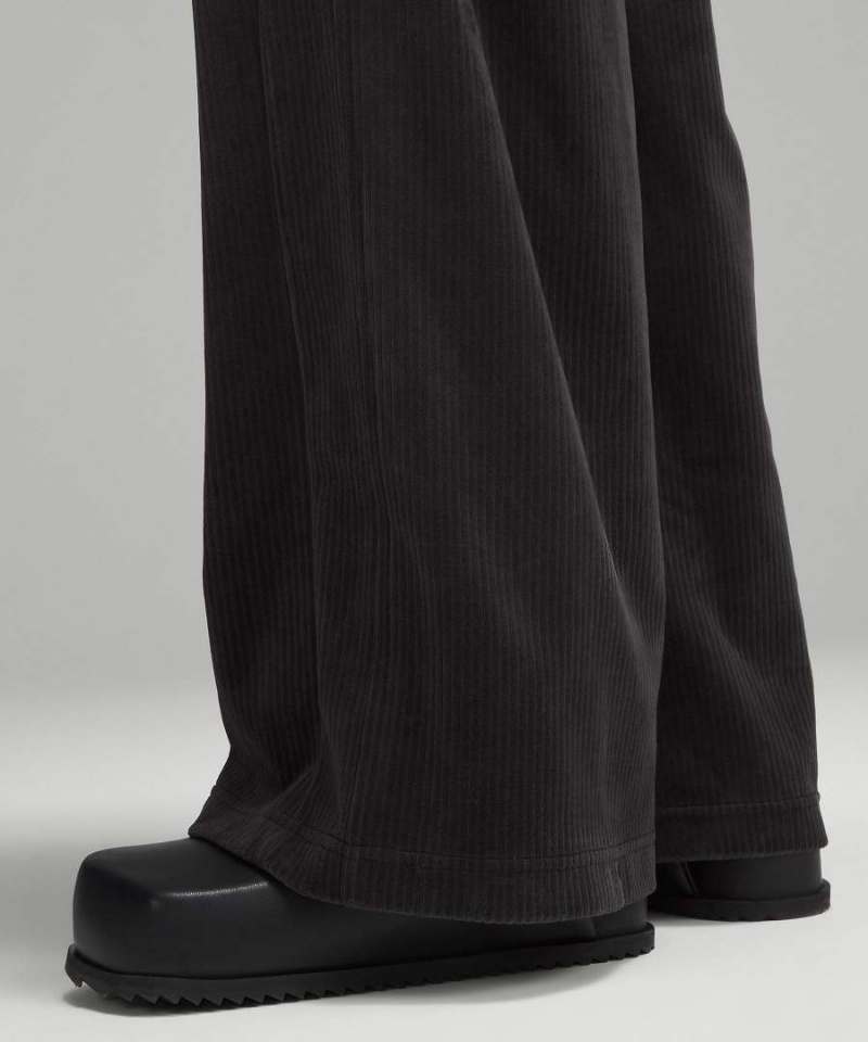 Pantalon Lululemon Scuba Mid-Rise Anchos-Leg Velvet Cord Mujer Negras Chile | 437AFETHN