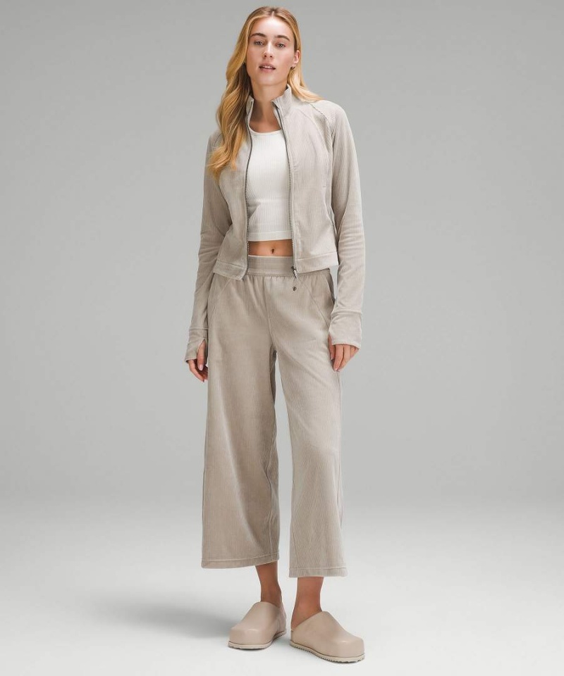 Pantalon Lululemon Scuba Mid-Rise Anchos-Leg Crop Velvet Cord Mujer Gris Chile | 539QTBCAW