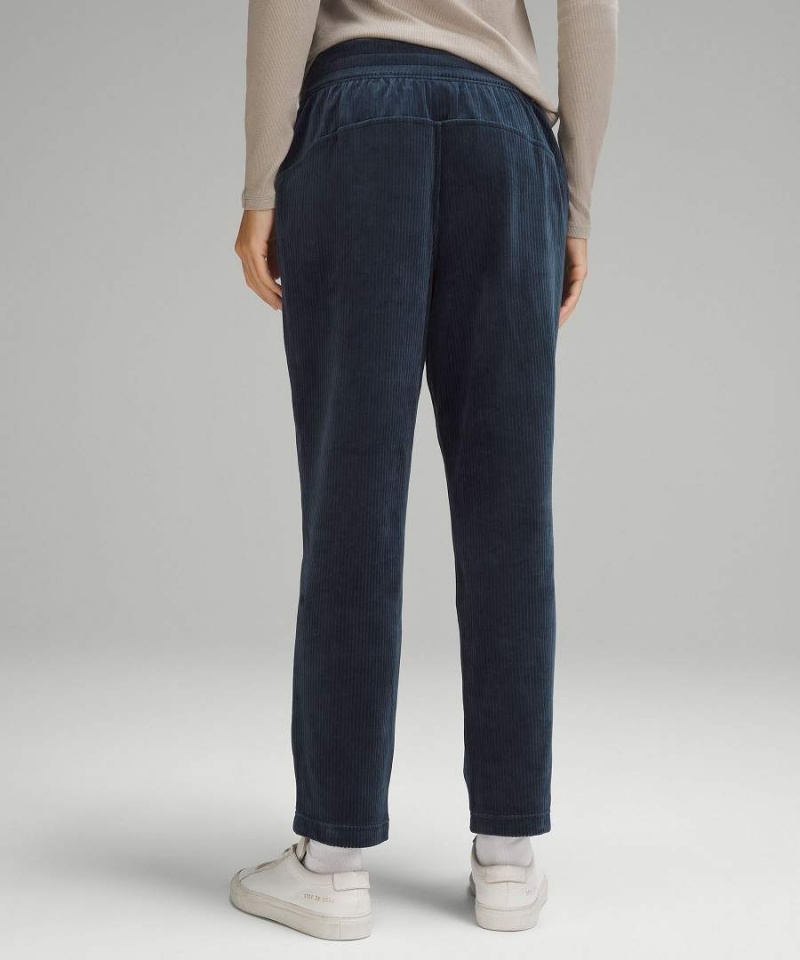 Pantalon Lululemon Scuba Mid-Rise Directo-Leg 7/8 Length Velvet Cord Mujer Azul Marino Chile | 597WCYELH