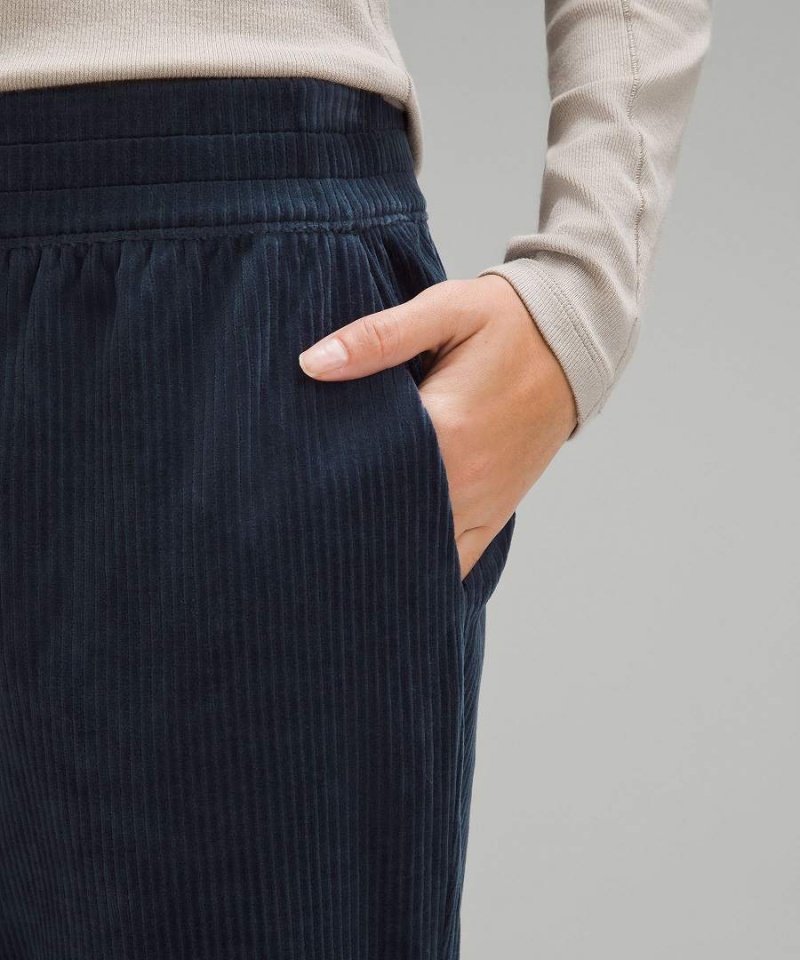 Pantalon Lululemon Scuba Mid-Rise Directo-Leg 7/8 Length Velvet Cord Mujer Azul Marino Chile | 597WCYELH