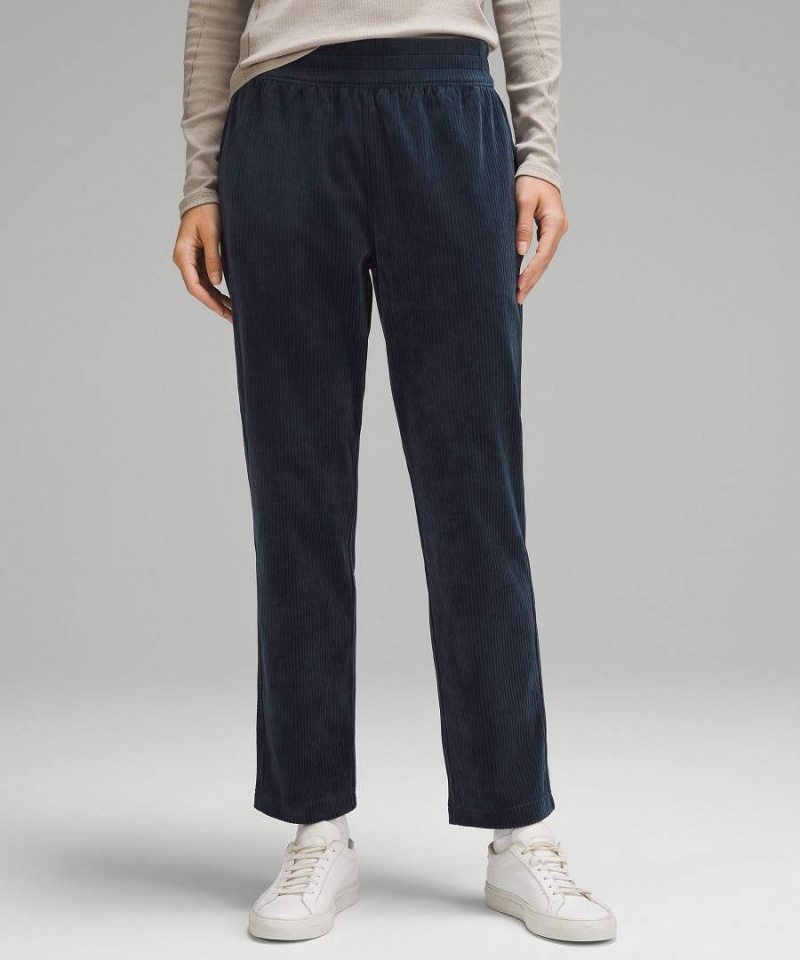 Pantalon Lululemon Scuba Mid-Rise Directo-Leg 7/8 Length Velvet Cord Mujer Azul Marino Chile | 597WCYELH