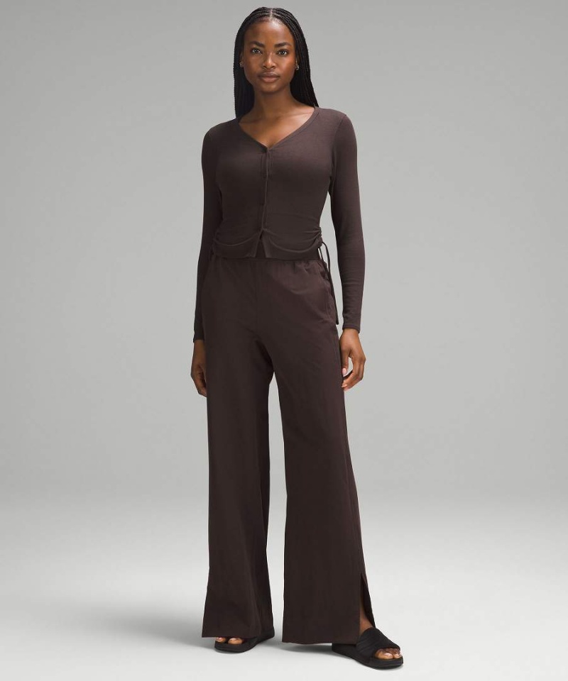 Pantalon Lululemon Stretch Woven High-Rise Anchos-Leg Mujer Chocolate Chile | 657BENFLH