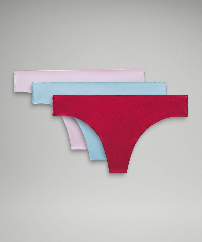 Ropa Interior Lululemon InvisiWear Mid-Rise Tanga 3 Pack Mujer Rosas Rosas Chile | 125PKBUYX