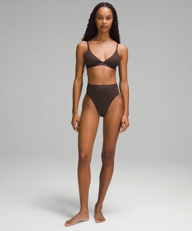Ropa Interior Lululemon Nulu Mesh Logo High-Cintura Bikini Mujer Chocolate Chile | 924DSHAIJ