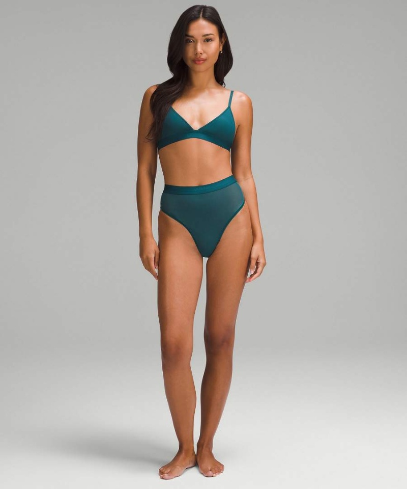 Ropa Interior Lululemon Nulu Mesh Logo High-Cintura Bikini Mujer Turquesa Chile | 391NKOVUF