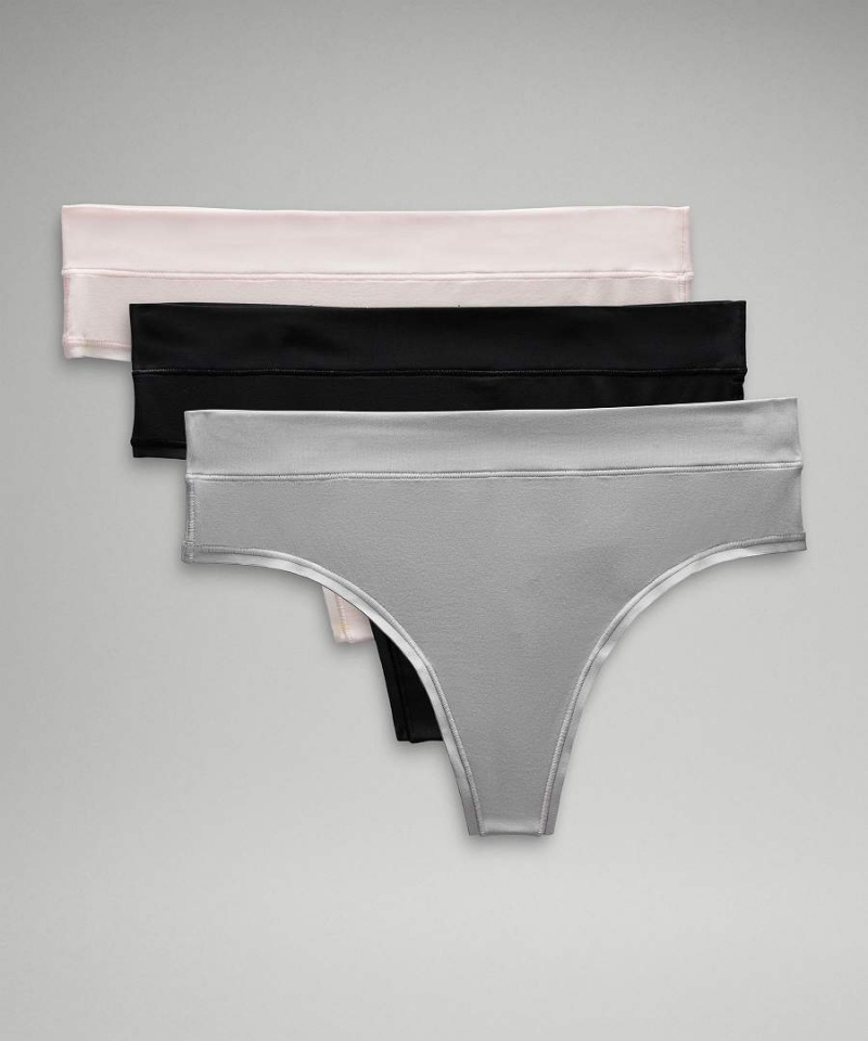 Ropa Interior Lululemon UnderEase High-Rise Tanga 3 Pack Mujer Plateadas Negras Chile | 315YMWJHE