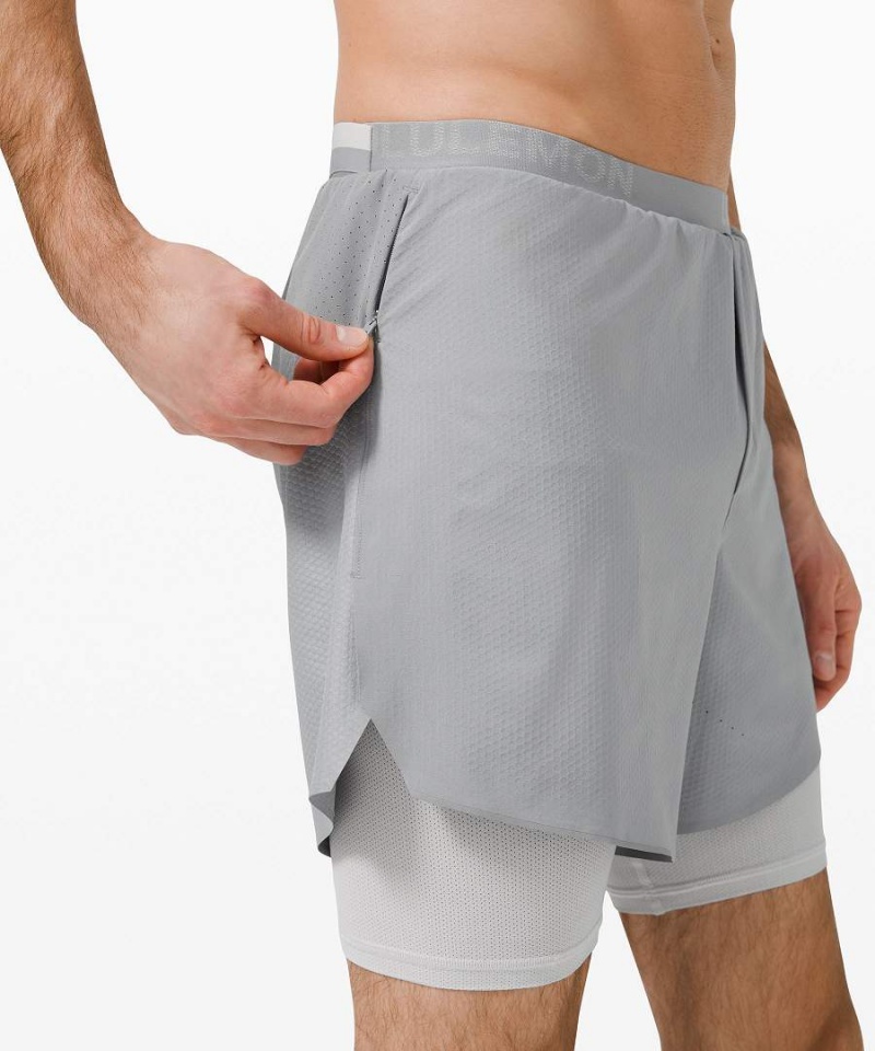 Short Lululemon Run Town Hombre Gris Chile | 324JIPQWN