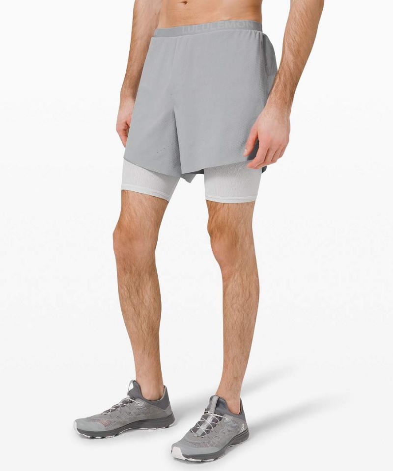 Short Lululemon Run Town Hombre Gris Chile | 324JIPQWN