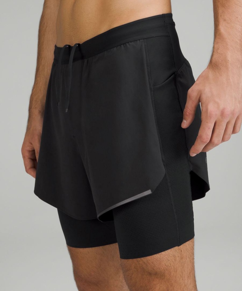 Short Lululemon SenseKnit Composite Correr Hombre Negras Chile | 680AJFMUO