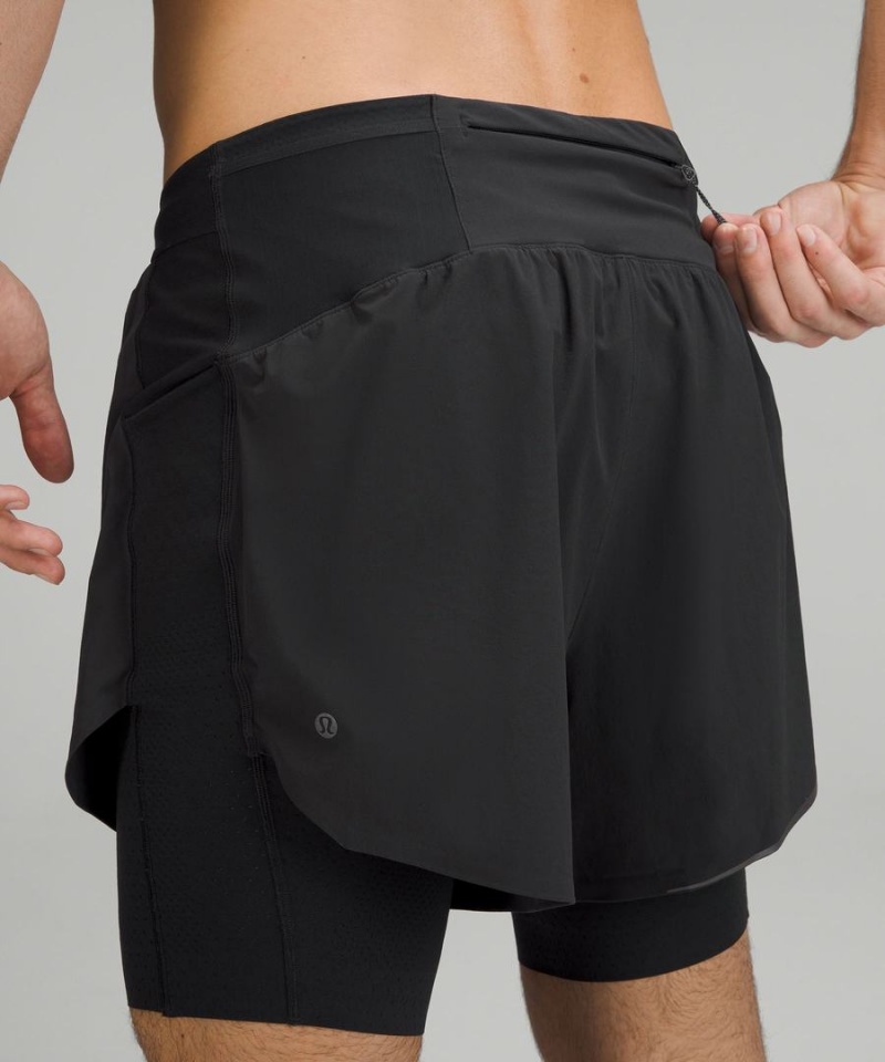 Short Lululemon SenseKnit Composite Correr Hombre Negras Chile | 680AJFMUO
