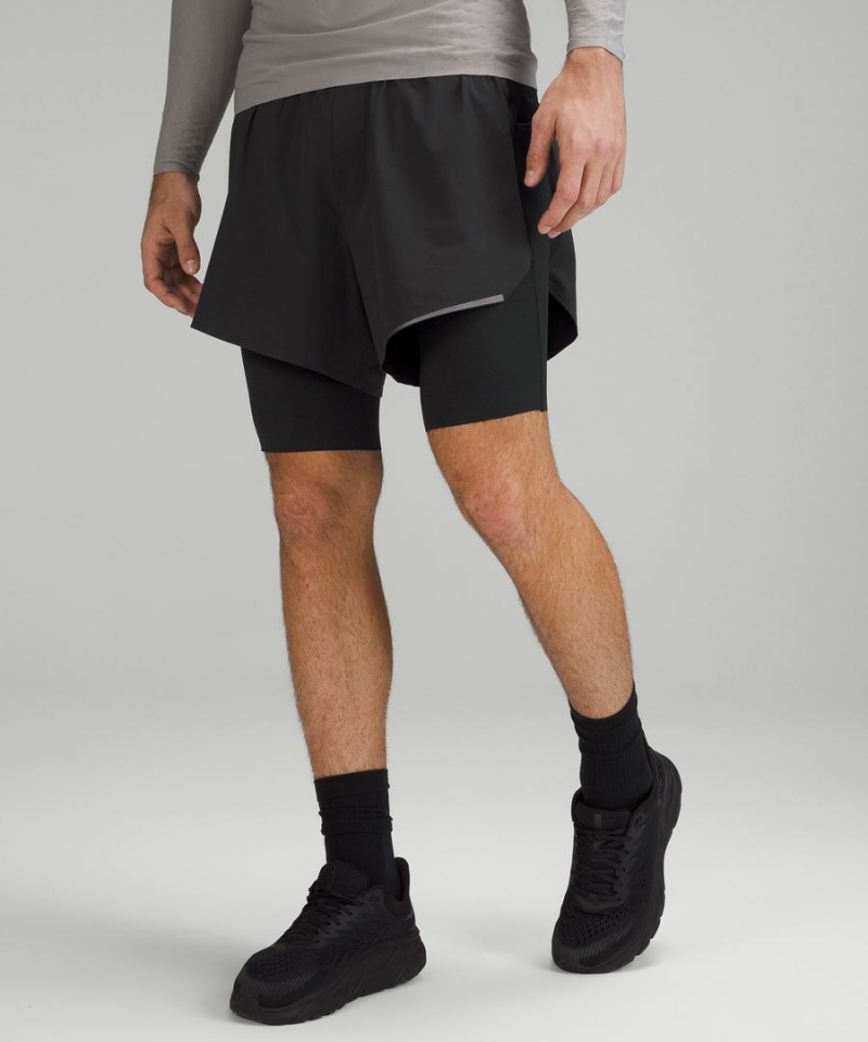 Short Lululemon SenseKnit Composite Correr Hombre Negras Chile | 680AJFMUO