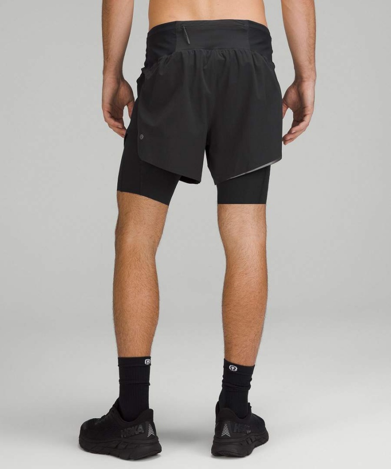 Short Lululemon SenseKnit Composite Correr Hombre Negras Chile | 694BJPALD