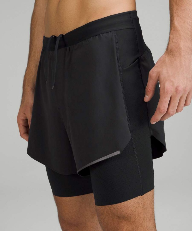 Short Lululemon SenseKnit Composite Correr Hombre Negras Chile | 694BJPALD